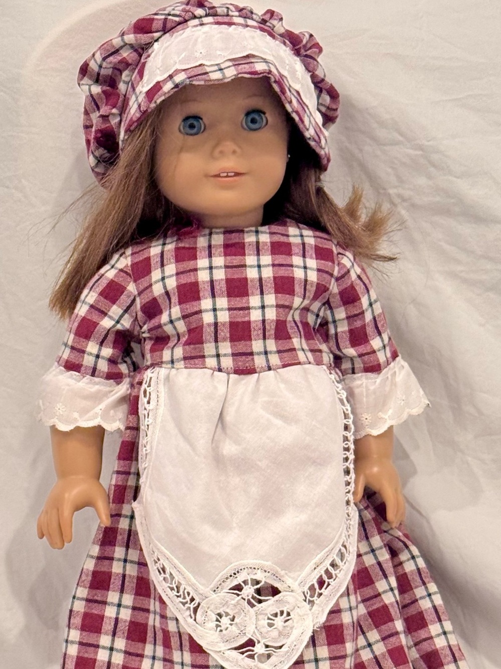 Beautiful Handmade American Girl Size Dress and Bonnet